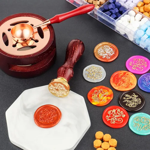 Miniatura 4 de Briartw Horno de fusión de cera con cuchara, kit de inicio de sello de cera, paquete de sellado de cera, cuchara calentadora de cera para tarjetas