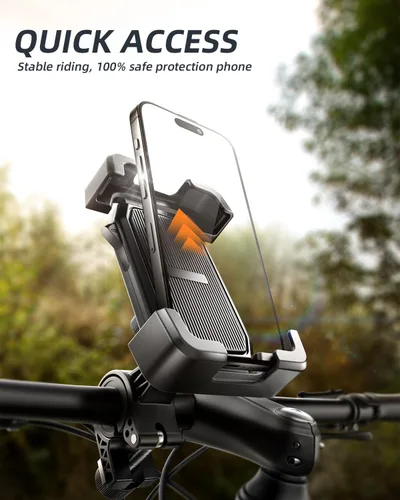 Miniatura 2 de Delobon Soporte de teléfono para motocicleta, soporte para teléfono de bicicleta, [actualización 2025] Soporte de teléfono para scooter con una sola