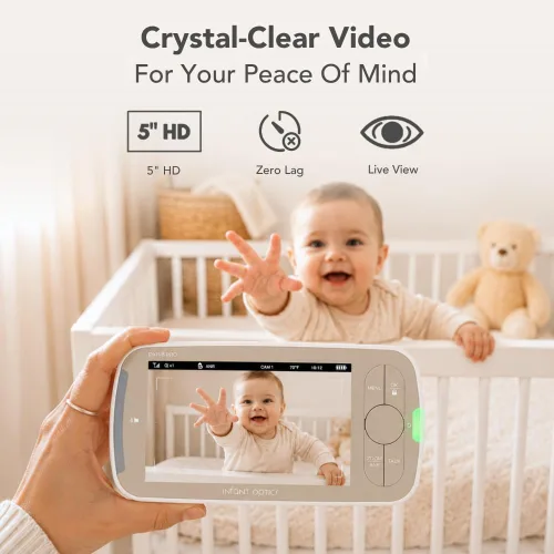 Miniatura 4 de Infant Optics DXR-8 PRO Monitor de Video para Bebé, Resolución HD 720P Pantalla de 5", A.N.R. Patentado (Reducción Activa de Ruido), Sin WiFi, Pan