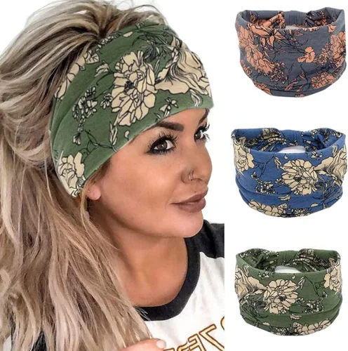 Miniatura 19 de K-Elewon Paquete de 3 diademas elásticas anchas para mujer, bandas para el cabello para yoga, deportes