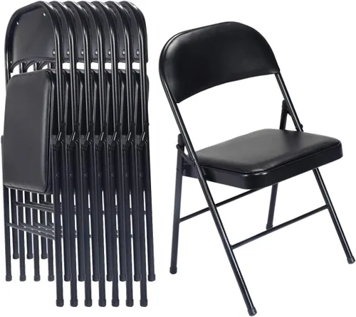 Miniatura 11 de Karl home Paquete de 12 sillas plegables blancas con asientos acolchados para exteriores e interiores, asiento comercial apilable portátil con marco