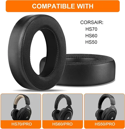Miniatura 2 de GVOEARS - Almohadillas de repuesto para Corsair HS70 Pro, almohadillas de repuesto de gel de refrigeración para auriculares Corsair HS70 HS60 HS50