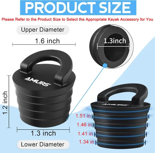 Miniatura 2 de Kit de tapones para kayak, tapones de drenaje con mango de silicona, tapones universales para kayak para sentarse en la parte superior de kayak, 8