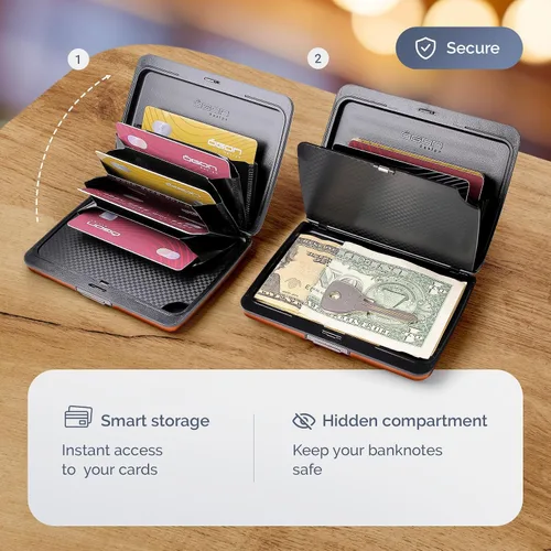 Miniatura 3 de Cartera de aluminio ÖGON -DESIGNS-, de gran capacidad con cerradura metálica, protección RFID contra fraudes y desmagnetización, modelo Smart Case