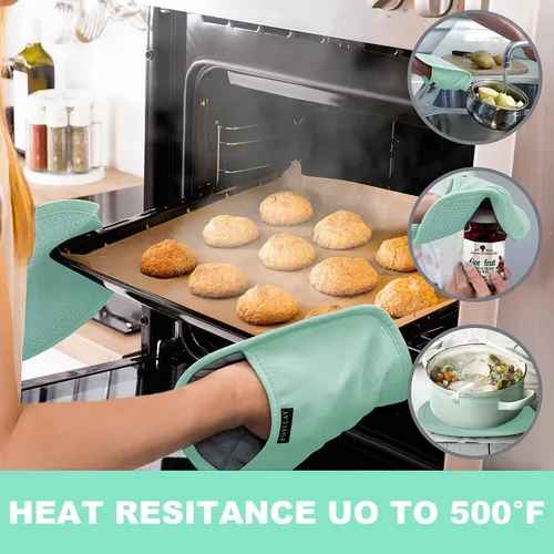 Miniatura 2 de Paquete de 2 soportes de silicona para ollas de cocina resistentes al calor hasta 500 °F, almohadillas calientes grandes antideslizantes