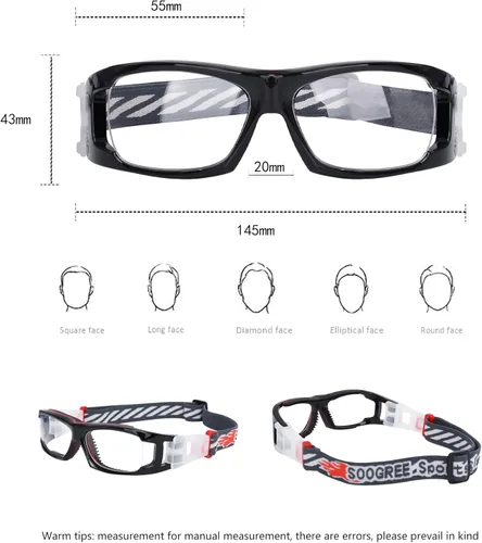 Miniatura 2 de SooGree Gafas deportivas para niños, gafas protectoras, gafas de seguridad ocular, reemplazables a lentes graduadas de 8 a 16 años Marco negro rojo
