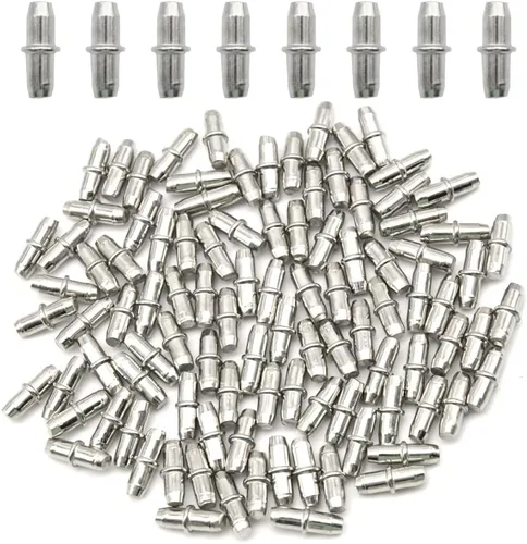 100 clavijas de estante de 0.197 pulgadas (0.197 in), clavijas de soporte de estante de metal para gabinete, muebles, estantes y soporte Plateado/Zr