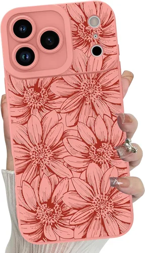Miniatura 12 de MZELQ Funda para iPhone 17 Pro 2025, diseño de girasoles de silicona, flores florales, protección de cámara, funda delgada y suave para teléfono