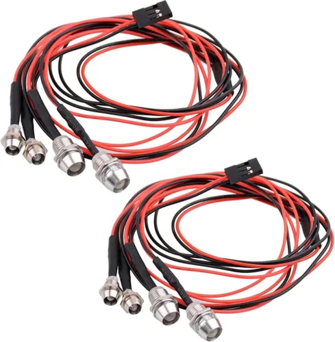 2 Sets RC 4 LED Kit de Luz Accesorios RC Faros delanteros/Kit de luz trasera para 1/10 Crawler Car Axial SCX10 D90 D110 TRX4 TRX6 Redcat Negro