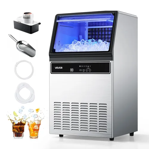 Miniatura 13 de VEVOR Máquina comercial para hacer hielo, máquina de hielo de 90 libras/24 horas con capacidad de almacenamiento de 22 libras, 40 cubitos de hielo