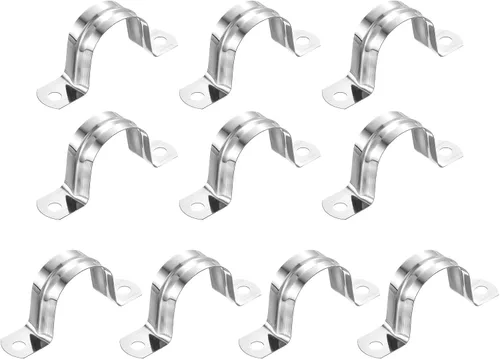 Miniatura 46 de uxcell 6 correas rígidas de tubo, 4.331 in (4.33 pulgadas) 201 de acero inoxidable 201 con 2 agujeros en forma de U, abrazaderas de tubo para fijar