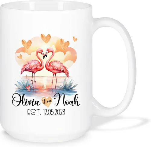 Miniatura 13 de Taza de café personalizada con diseño de zorro de 11 onzas, 15 onzas, divertida taza de viaje para pareja de zorros, taza de té con nombre y fecha