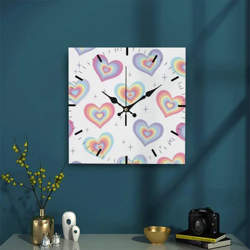 Miniatura 3 de Reloj de pared de estilo retro de los años 70S Groovy Hearts, funciona con pilas, reloj de pared con pilas, reloj de pared para cuarto de cocina