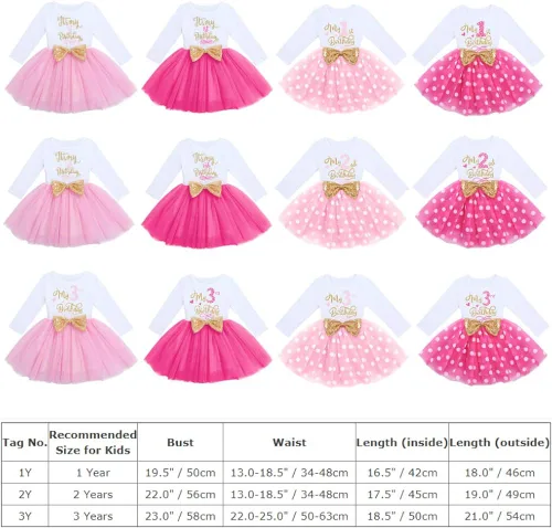 Miniatura 7 de ODASDO Vestidos de princesa de manga larga tutú de tul con lazo y lazo para niñas pequeñas