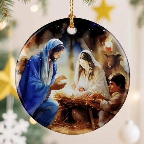 Miniatura 14 de Adorno de Cruz Católica, Adornos de Navidad Cristianos, Adornos de Árbol de Navidad, Decoración Religiosa de Vacaciones Regalos para Cristianos