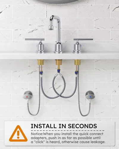 Miniatura 6 de WOWOW - Grifo de baño de diseño estándar de 8 pulgadas, 3 piezas para lavabo, llave mezcladora giratoria en 360 grados, acabado cromado, moderno