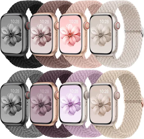 Braided Solo Loop for Apple Watch Band 40mm 41mm 45mm 44mm iWatch Bands 38mm 42mm Men/Women,Stretchy Elastic Nylon Strap Wristband for Apple Watch
