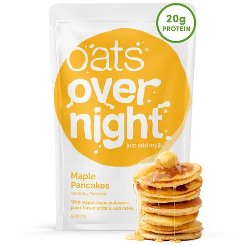 Oats Overnight - Panqueques de arce - Vegano, 0.71 oz de proteína, batido de desayuno alto en fibra - Sin gluten, avena sin OMG (2.5 oz por comida)