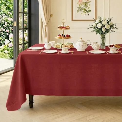 Miniatura 14 de Classic Linen™ by D'Moksha - Mantel rectangular de 54 x 72 pulgadas, 100% lino puro, lavable a máquina para comedor, Día de la Madre, primavera
