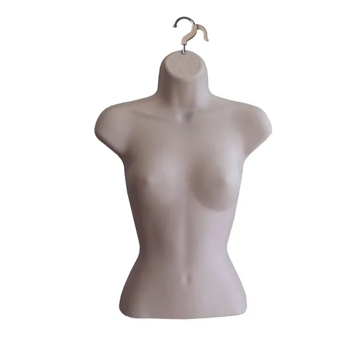 Miniatura 20 de Maniquí femenino con espalda hueca y cuerpo apilable con ganchos para colgar para exhibición de camisetas, encimera, ferias de manualidades, fotos