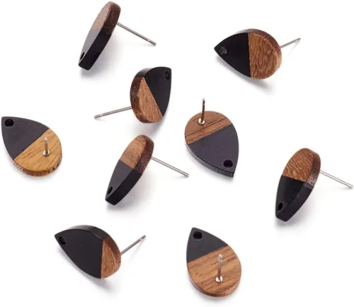 Miniatura 22 de FASHEWELRY 32 piezas de pendientes de madera para pendientes de madera de 0.59 pulgadas (0.591 in) pendientes de madera redondos planos en blanco