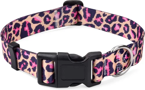 Miniatura 2 de Mihqy - Collar de perro, patrones geométricos florales, tribales, bohemios, collar de estilo étnico, suave y ajustable, para perros pequeños, Pink