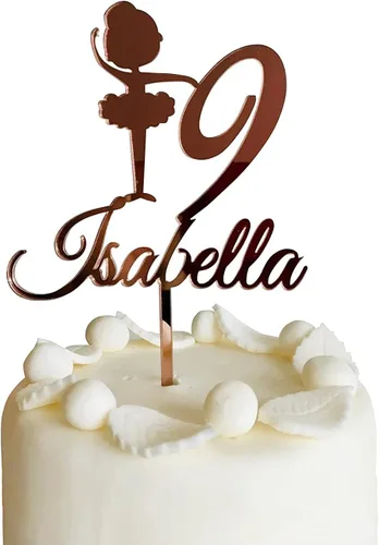 Decoración de pastel personalizada para niñas, nombre y edad personalizados, decoración de pastel con bailarina, decoración de fiesta de cumpleaños,