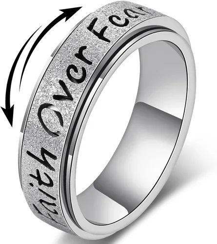 Miniatura 8 de Anillo Giratorio para Mujeres - Anillos de Acero Inoxidable de Fe Sobre el Miedo para Alivio de la Ansiedad para Adultos, Anillo del Pulgar