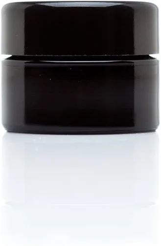 Infinity Jars Tarro clásico de vidrio negro de 0.5 fl oz (0.5 fl oz), hermético, a prueba de olores, recargable, para almacenamiento a largo plazo