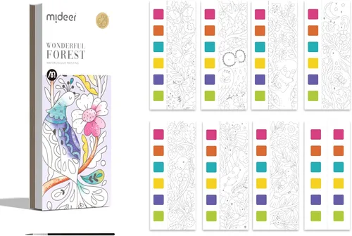 Miniatura 9 de MiDeer Libro de Pintura de Acuarela de Bolsillo para Niños de 4-8+ Años, Pintura Sin Desorden con Libros para Colorear con Agua, Kit de Acuarela