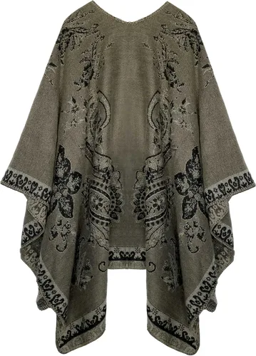 Miniatura 86 de Urban CoCo Poncho de colores para mujer, chal con frente abierto, color en bloques
