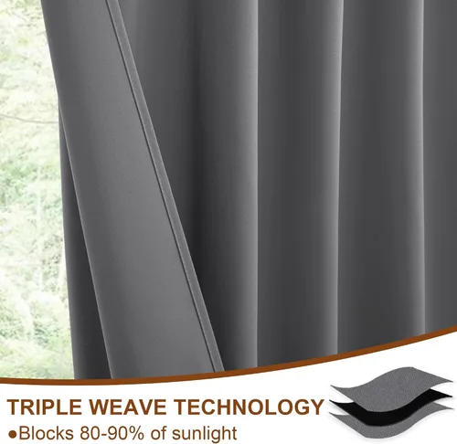 Miniatura 7 de DWCN Cortinas opacas con pestaña trasera para ventana - Cortinas opacas con bolsillo para barra para oscurecer la habitación para dormitorio/sala