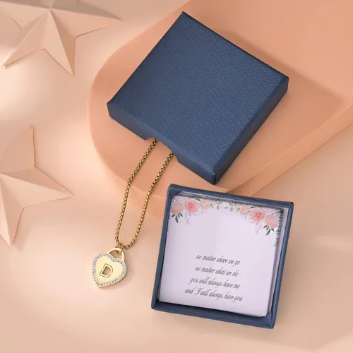 Miniatura 3 de CaleesLLC Collares con inicial de acero inoxidable chapado en oro de 14 quilates 26 letras de la A a la Z collar personalizado con corazón
