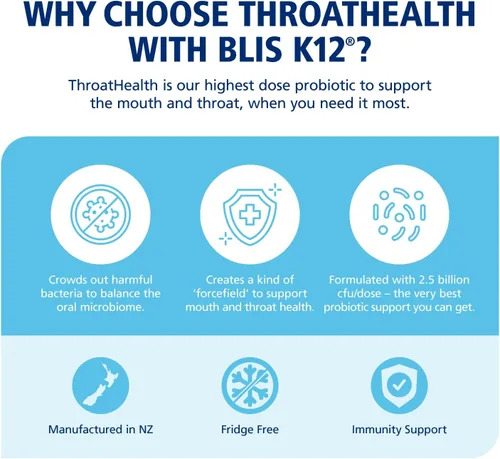 Miniatura 3 de BLIS ThroatHealth Probióticos orales K12 - Apoyo inmunológico y de garganta, vainilla - 30 pastillas, 2.5 mil millones de UFC
