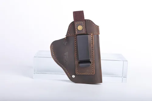 Miniatura 12 de Funda de pistola universal de cuero IWB/OWB para hombre y mujer, derecha/izquierda, funda oculta compatible con Glock 17/19/23/26/42/43X, Taurus