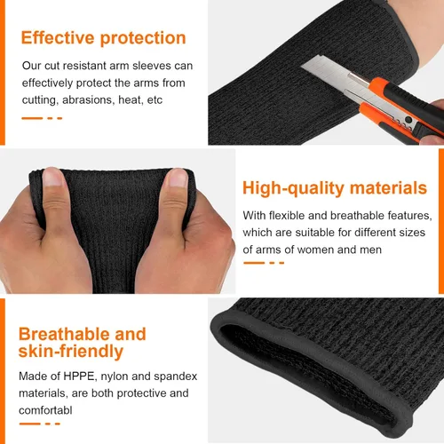Miniatura 4 de Neer 4 pares de mangas protectoras para brazos para piel delgada, anticortes, resistentes a quemaduras, funda para antebrazo para cocina y Negro