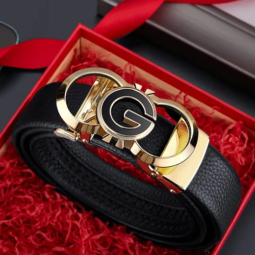 Miniatura 5 de Leather ratchet Belts for Men Automatic Buckle Casual Work Dress Belt with Gift Box