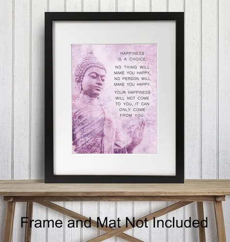 Miniatura 3 de Budismo Happiness Cita – Póster inspirador – Decoración de pared Zen New Age – Decoración del hogar para spa, sala de meditación, estudio de yoga