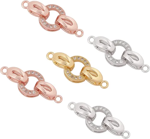 CHGCRAFT Juego de 5 cierres plegables de latón de 0.984 in con circonita cúbica ovalada de larga duración para pulseras, collares, tobilleras,