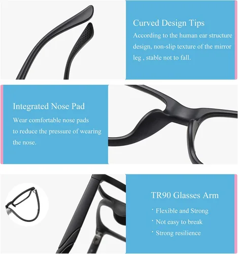Miniatura 4 de SooGree Gafas de luz azul para niños, lentes de bloqueo de luz azul para adolescentes, niños y niñas, pantalla de computadora, juegos, TV y teléfono