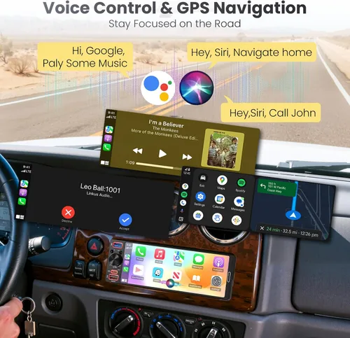 Miniatura 4 de Radio DIN individual estéreo para automóvil con Apple CarPlay y Android Auto, radio de coche con pantalla táctil InCell de 6.5 pulgadas con cámara