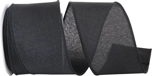 Miniatura 33 de Cinta Reliant Ribbon 92573W-031-09K para borde con alambre Everyday Linen Value, 1-1/2 pulgadas x 50 yardas, color negro