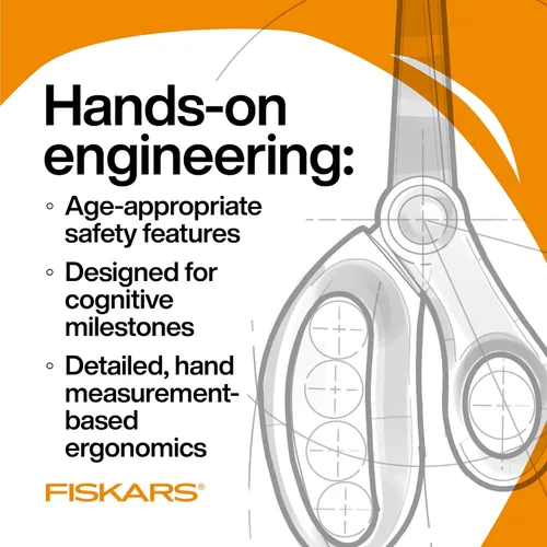 Miniatura 5 de Fiskars Tijeras de punta roma de 5 pulgadas para niños de 4 a 7 años (paquete de 3) - Tijeras para la escuela o manualidades - Suministros