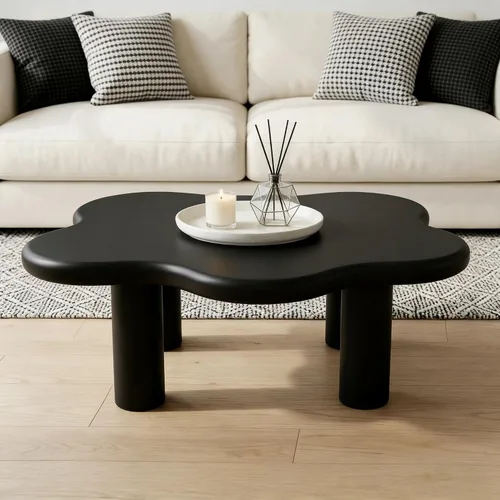 Miniatura 3 de Mesa de centro irregular moderna de 40 pulgadas, mesa de centro única de nube para sala de estar, mesas centrales bajas y lindas con 4 patas