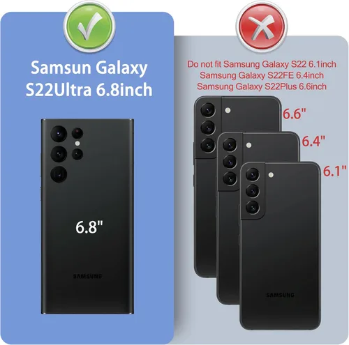 Miniatura 3 de DuckSky Funda tipo cartera de cuero genuino para Samsung Galaxy S22 Ultra 【Bloqueo RFID】【4 tarjeteros de crédito】【Cuero auténtico】 Funda protectora
