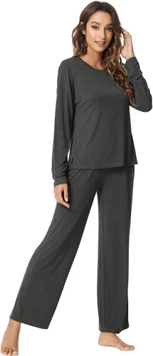 Miniatura 2 de NACHILA Pijamas para mujer, viscosa hecha de bambú, conjuntos de pijama de manga larga, cómodos pijamas plisados