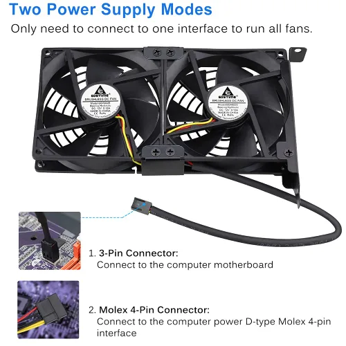 Miniatura 5 de GDSTIME Ventiladores de tarjeta gráfica, Enfriador de tarjeta gráfica, Enfriador de tarjeta de video, ranura PCI Dual 3.543 in 3.622 in
