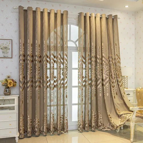 Miniatura 27 de VOGOL Cortinas/Cortinajes/Paneles/Tratamientos Personalizados Simples de Chenilla Jacquard Opacas Elegancia para Ventana para Dormitorio Sala