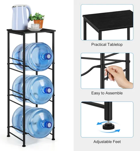 Miniatura 3 de OYEAL Soporte para Jarra de Agua de 5 Galones Organizador de Botellas de Agua con Estante, Estante de Almacenamiento de Botellas de Agua de Servicio