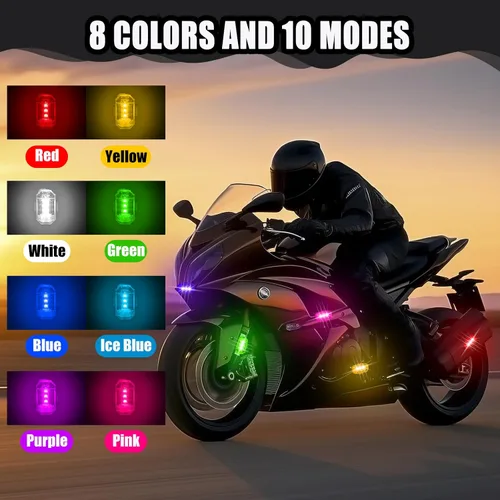 Miniatura 3 de Xuhal 12 piezas de luces estroboscópicas LED inalámbricas con control remoto, 8 colores RGB, alta luminosidad, impermeables, anticolisión, USB